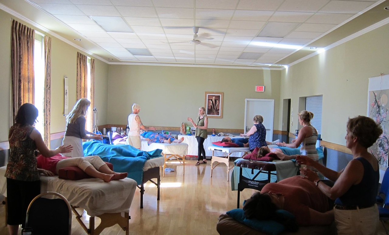 Practitioner training students treating volunteer patients in the clinical internship