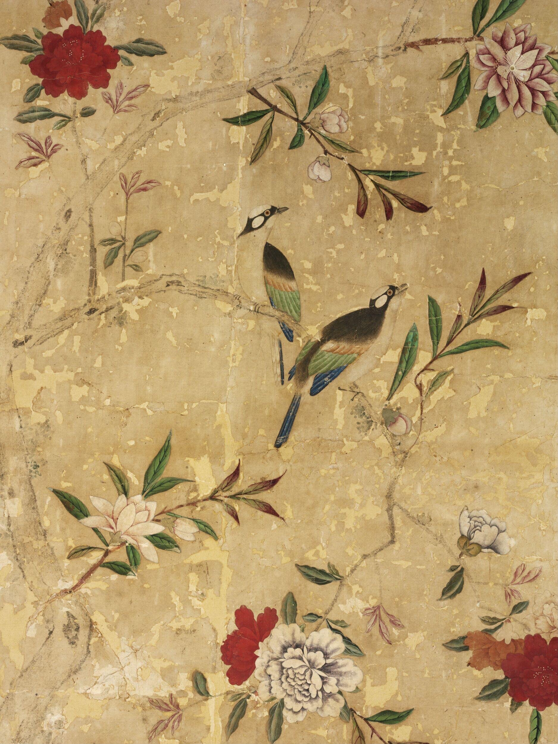 Chinese painting of a songbird on a flowering branch, for recorded qigong teachings and videos with Wendy Lang