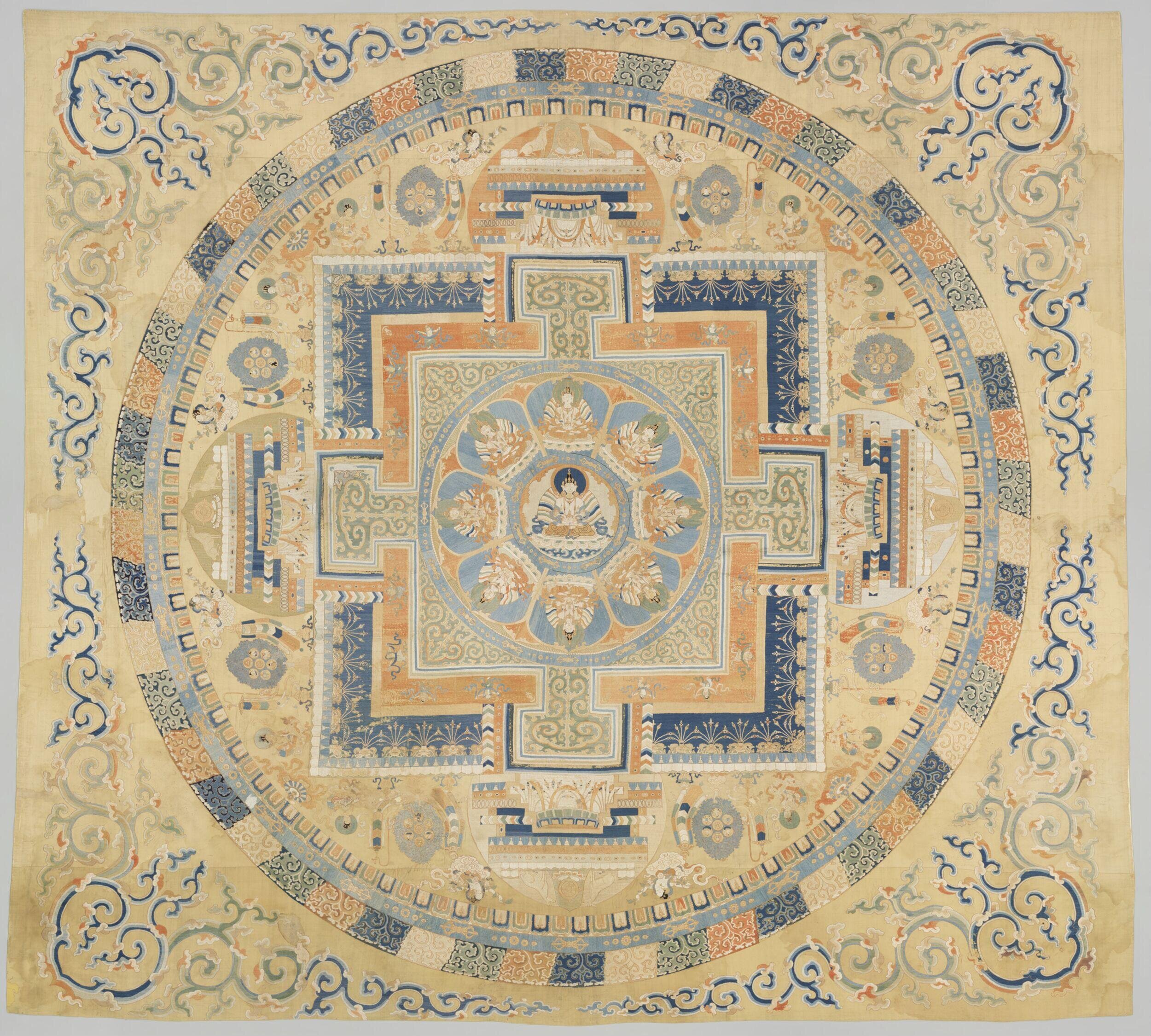 Traditional mandala painting, for beginner qigong, breath-work and meditation classes